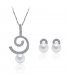 SET484 - Curved full diamond earrings necklace set